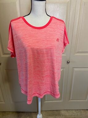adidas XL Climalite Women's Coral Stripe Short Sleeve Athletic Tee